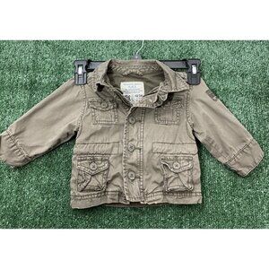 The children's place Baby Cargo Jacket 6-9 months Military style 100% Cotton